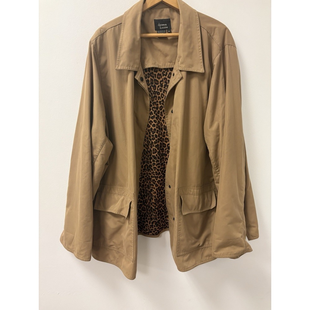 Dennis Basso Barn Style Jacket Leopard Print Lining Womens 3X Plus Size Trendy